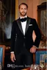 New Fashion Black Velvet Groom Tuxedos Peak Lapel Groomsmen Blazer Trousers Set Mens Wedding Suits (Jacket+Pants+Tie) H:867