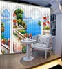 Cortinas europeus Quarto Photo Paint cortina para sala de estar anjo de mármore flor 3D Janela Cortinas