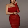 Ribbed Mesh Cocktail Dresses Women Slash Neck Midi Summer 2019 Party Formal Evening Gowns Split Cocktail Dress