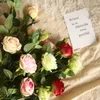 5 Stück künstliche Blumen, einzelner Zweig, 4 Köpfe, Rosen, Seidenblumen für Heimdekoration, Pflanze, Bonsai, künstliche Blumen, Wand, Hochzeitsdekorationen, Rosen