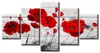 Rote Mohn-abstrakte Blumen Wandkunst-Malerei-Leinwand-Schwarz-Weiß-rote Landschaftslandschaft für Wohnzimmer gerahmtbereit bereit zu hängen