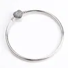 925 Sterling Silver Bangle Moments Silver1 Armband med Pave Heart Clasp Clear CZ Original Charm Bangles DIY Smycken