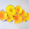 Blumenteller im amerikanischen Stil, Kunstlampen, kreativ, kräftiges Gelb, Flur, elegante Hoteldekoration, Hängeteller aus Muranoglas