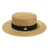 Cappello largo della moda con cappello oro ape in metallo in metallo largo gambo di cannuccia parentchild visone viso di paglia intrecciata7154893