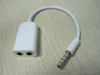 Wholesale 500Pcs/lot 2 in 1 3.5mm Male to Dual Female Jack Plug Earphone Audio Split Adapter Cable Aux C White