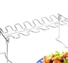 14 Slot Edelstahl Chicken Wing Leg Drumstick Rack Ofen BBQ Grill Halter mit Tropfschale für BBQ Barbecue ZC2562