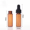 Groothandel Blue Clear Amber Essential Oil Fles 4ml glazen druppelaar flessen met zwarte rubberen druppelaar Top glazen flacon 600 stks gratis DHL verzending