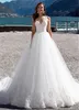 Appliques di pizzo con perline Abito da sposa bianco puro Abiti da sposa Favoloso Tulle Raso senza spalline Abiti da sposa A-Line con 2020 Nuovo