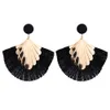 Wedding tassel earrings, bohemian fan tassel alloy hanging ladies bridesmaid stainless steel earrings