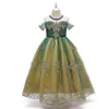 3styles Anna Green Dress for Girl Summer Lace Tulle Snow Queen Principessa Fancy Costumes 210T Kids Birthday Party Abito di Cucciolo di E6044703