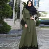 Müslüman Abaya Başörtüsü Elbise Kadın Fas Kaftan Dantel-up Sundress İslami Giyim Türkiye Maxi Parti Vestidos Dubai Djellaba Jubah