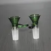 Grön skål med objektglas för vattenpipa bong kvinnlig hane 10,0 mm 14,5 mm 18,8 mm gemensam glasskålar passar bongs rökning