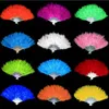 Folding Feather Fan 9 Colors Hand Held Vintage Chinese Style Dance Wedding Craft Fans Party Favor OOA7111-1