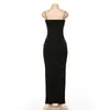 2023 Sleveless Slit Sexy Maxi Long Long Dress Autumn Winter Women Fashion Party Elegant Bodycon Black Pure Clothing