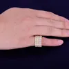 13mm 6-12 4 Row Tennis Ring Copper Gold Silver Color Cubic Zircon Iced Out Rings Hip Hop Jewelry