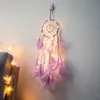 Den nya mångfärgade drömfångaren Led Lighting Feather Dream Catcher Girl Room Bell Sovrum Romantisk Hängande Dekoration Vägg Hängande