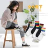 Calcetines calcetería mujer orgullo algodón arco iris divertido rayas coloridas moda Casual coreano Harajuku cálido calcetín elástico adolescente