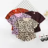 Sommar Barnkläder Satser Leopard Print Kids Kläder Kortärmad Top + Korta 2st / Sats Tjejer Casual Outfits Mode Kläder M1766