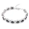 luckyshine halloween gift mens 8inch obsidian gems bracelets 925 silver 6 pcs lot oval bracelets lovers zircon fashion bracelets