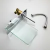 Wall Mounted Waterfall Glass Spout Chrome Brass Bathroom Faucet Single Handle Hot And Cold Mixer Tap