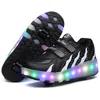 HEELYS LED Flashing Roller Boate Buty Dzieci Niewidzialne podwójne kółki chłopiec dziewczyna rolka łyżwiarki Luminous Buty Sneakers Buty