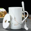 12 Constelações Criativas Canecas de Cerâmica com Tampa Da Colher de Porcelana Branca Leite Do Zodíaco Copo de Café 450 ML de Água Drinkware