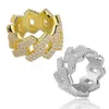 Męskie Geometryczne Kształt Diamond Kształt Gold CZ Bling Bling Pierścień Micro Pave Cubic Cyrkonia Symulowane Diament Hip Hop Rozmiar # 7-Rozmiar # 11 Pierścienie