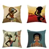 dropship Pillow case 18x18 Inches Home Decor Square Cotton Cartoon african woman linen cushion cover