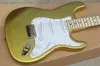 Factory Wholesale Gold Electric Guitar with Reversed Headstock, White Pickguard,Maple Fretboard, Gold Hardware,Pode ser personalizado