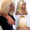 Wigs Celebrity Wigs Bob Cut Lace Front Wig Light Pink Color 10A Malaysian Virgin Human Hair Full Lace Wigs for Woman Free Express Shipp