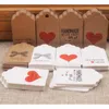 OEM/ODM 100 PCS Natural Kraft Paper Fiyat giysi etiketleri için jüt sicim hediye etiketleri ile kırmızı kalp ile teşekkür ederim DIY el sanatları giyim etiketleri
