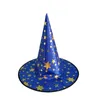 Halloween Toys Witch Hat Non-Woven tyghattar Dekorativa rekvisiter Kostym Ball Party Cosplay Stars Tryckt Wizard's Hat