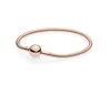 Mulheres bonitas 18k Rose Gold 3mm Corrente de Corrente Pulseira Fit Pan de Prata Charms Europeu Beads Bracelete DIY Jóias Fazendo W231