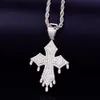 de Nova Men colar de pingente de gotejamento Cruz Ice Fora CZ pedras ouro Rock Street Hip Hop Jewelry