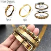 4pcsSet Hombres Pulsera de Número Romano de Acero Hebilla de Herradura Brazaletes Pulseira Bileklik Joyería Hecha A Mano de Lujo T1912307423207