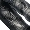 Men's New Fashion Elastic Personality Motorcycle Style Patchwork Denim Trousers High quality ripped jeans for men stretch ripped