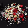 Nail ornaments 4cm black box illusion color pointed bottom drill + flat bottom drill + fairy beads + Gemstone Ring mix 12 options