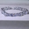 3 Style Victoria Luxury Jewelry Shinning 925 Sterling Silver Full Princess Cut White Topaz CZ Diamond Romania Bracelet For219b