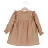 Girls Dresses Toddler Cotton Linen Dress Baby Lovely Princess Dresses Infant Pleated Skirt Newborn Boutique Fashion Clothing YP312