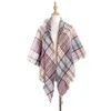 40 style Plaid Scarves Girls Check Shawl Grid Oversized Tassel Wraps Lattice Triangle Neck Scarf Fringed Pashmina Winter Neckerchief