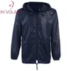 Men's Jackets Mens Waterproof Lightweight Hooded Waist-Long Outdoor Rain Coat 4colors 110 Shoulder 58 Sleeve 68 Length 77 Pocket Solid1