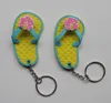 200PCS Wedding Favor Gift "Flip Flop" dekorerad blomma nyckel ring / slipper Keychain Party favör souvenir sn1124