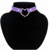 Fashion-Punk Gothic Leather Heart Studded Choker Naszyjnik Vintage Urok Okrągły Naszyjniki Kołnierz Kobiety Biżuteria Prezent