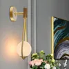 Modern Luxury Gold Metal Wall Lampor Modern Bedroom Bedside Wall Light Aisle Trappor Glass Ball Wall Sconce