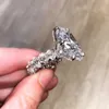 Klassieke zes klauw grote diamanten ring vintage sieraden 925 sterling zilver witte topaas ovaal geslepen CZ edelstenen eeuwigheid vrouwen bruiloft Ban2376