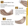 14 "-24" Remy Tape In Hair Extensions Brasilianska 100% Verklig Human Hair Skin Weft, Piano Färg