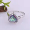 2018 Hot Sale Smycken Skär Hjärtformad Mystic Rainbow Topaz Cubic Zirconia Platinum Plated Rings Storlek # 6 # 7 # 8 # 9 R0175