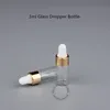 300 pcs/Lot vente en gros 3 ml vide verre huile essentielle cosmétique bouteille parfum conteneur 3cc flacon Pipette compte-gouttes or bouchon Pot