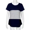 Yiranshini sommar ny sexig dam kort ärm o-rund nackblå randig tryckt casual kvinnors t-shirt LC250067-2