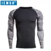 IEMUH Brand Men Fitness Running T Shirts Quick Dry Long Sleeve Sport T Shirt Outdoor Gym Training Jogging Sportswear Clothing
